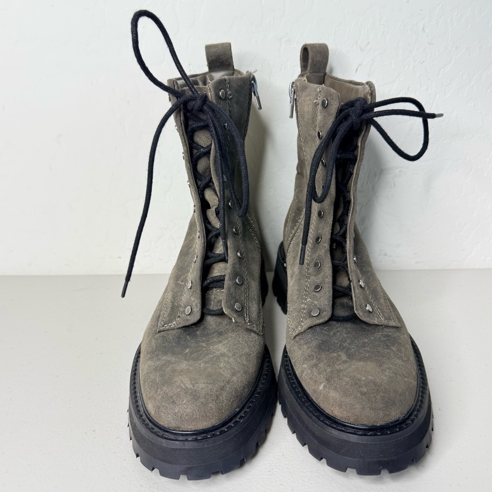 NEW Dolce Vita Ranier Olive Suede Combat Chunky Lug Sole Combat Boots Size US8 - Picture 3 of 8